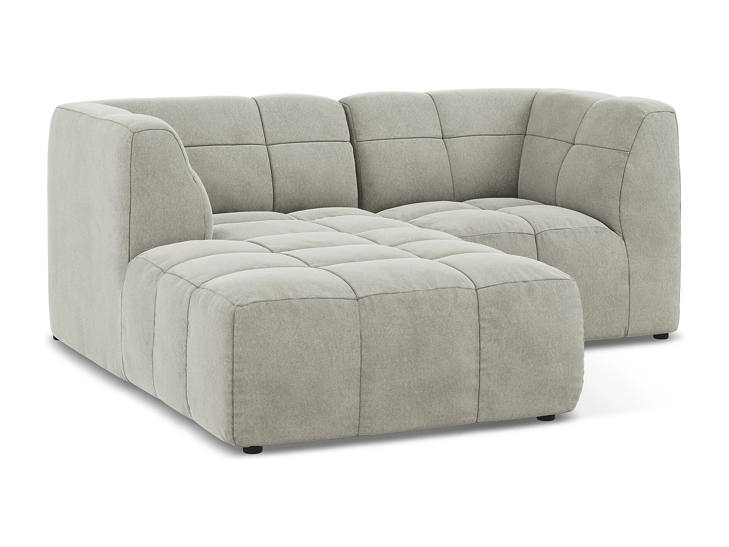 Canapé d'angle 2,5 places modulaire gauche en velours - gris clair - ALOHA