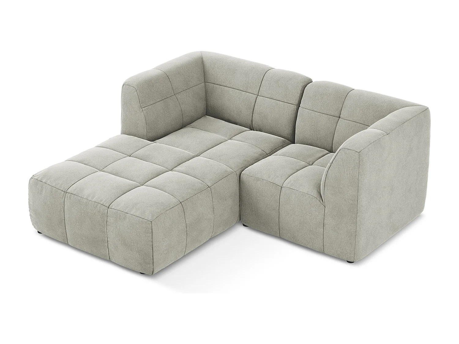 Canapé d'angle 2,5 places modulaire gauche en velours - gris clair - ALOHA