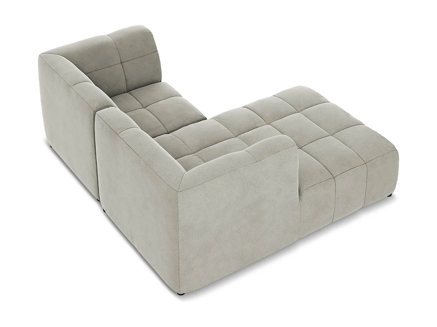 Canapé d'angle 2,5 places modulaire gauche en velours - gris clair - ALOHA