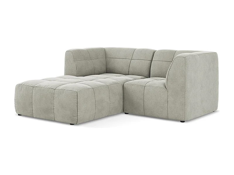 Canapé d'angle 2,5 places modulaire gauche en velours - gris clair - ALOHA