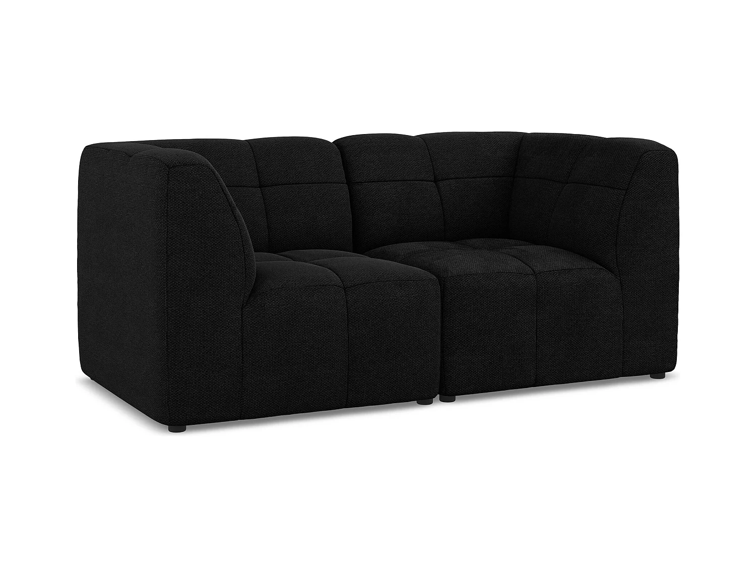 Canapé modulable 2 places en tissu bouclette - noir - ALOHA