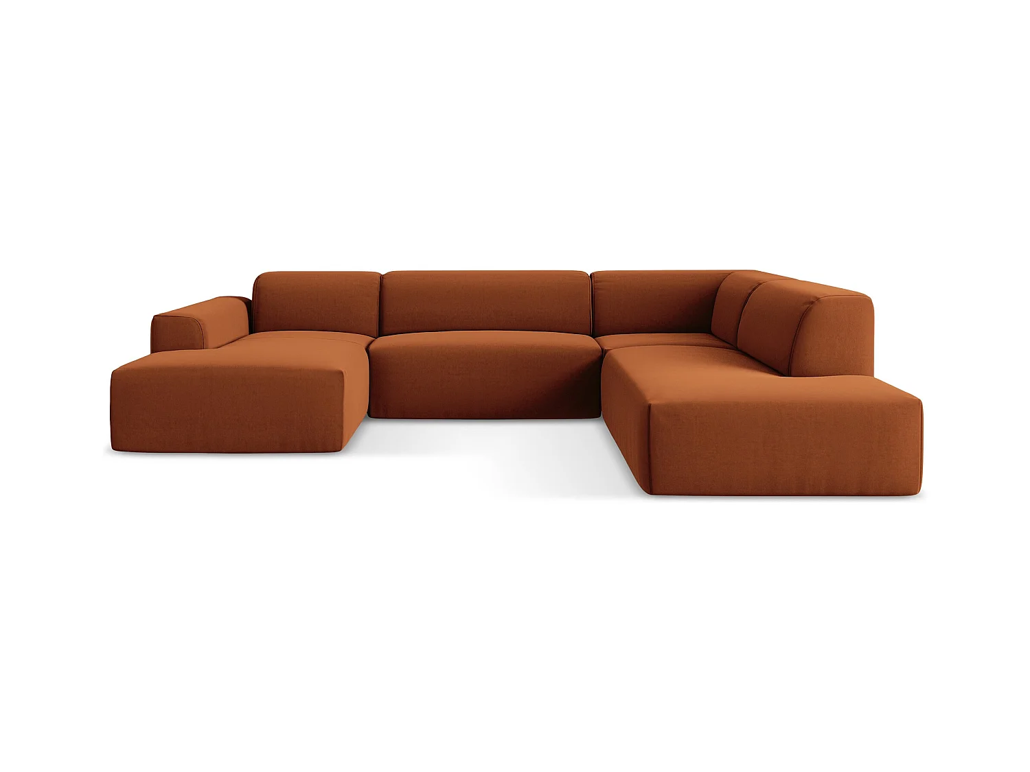 Sofa panoramiczna prawa - z tkaniny welwetowej - terakota - KELI