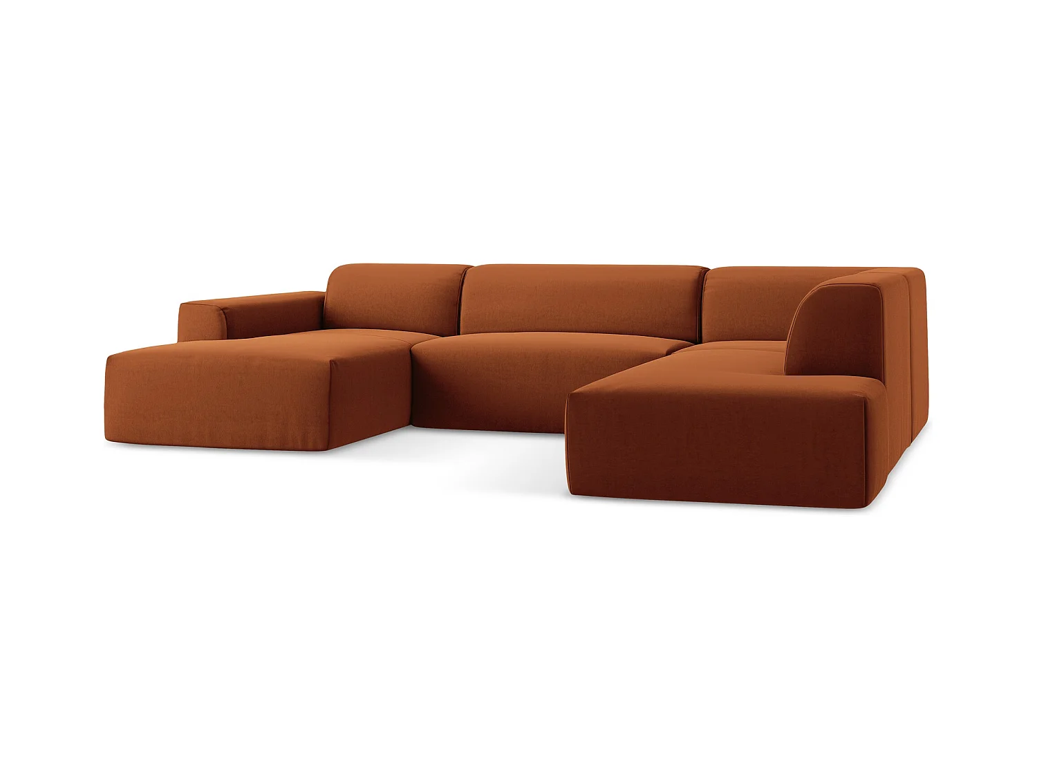 Sofa panoramiczna prawa - z tkaniny welwetowej - terakota - KELI