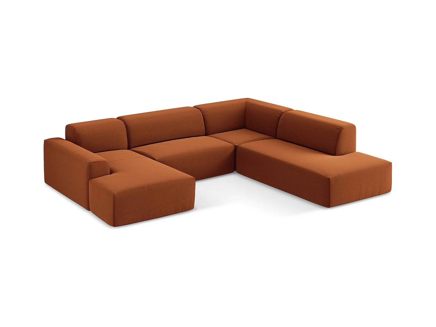 Sofa panoramiczna prawa - z tkaniny welwetowej - terakota - KELI