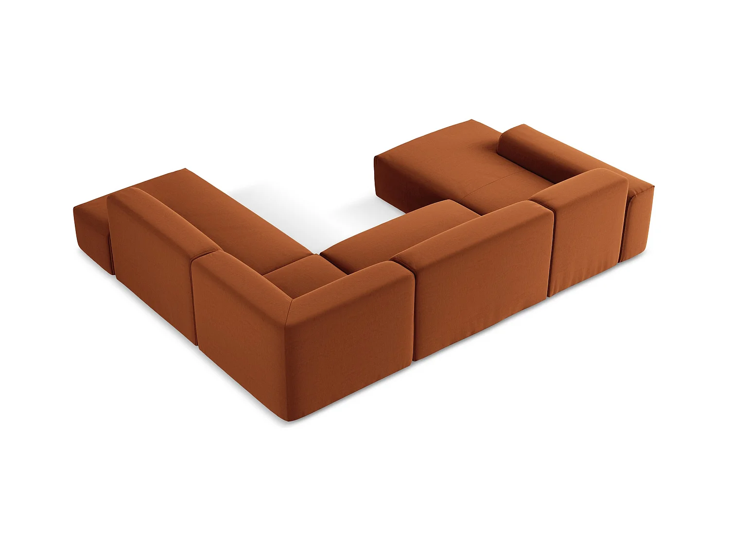 Sofa panoramiczna prawa - z tkaniny welwetowej - terakota - KELI