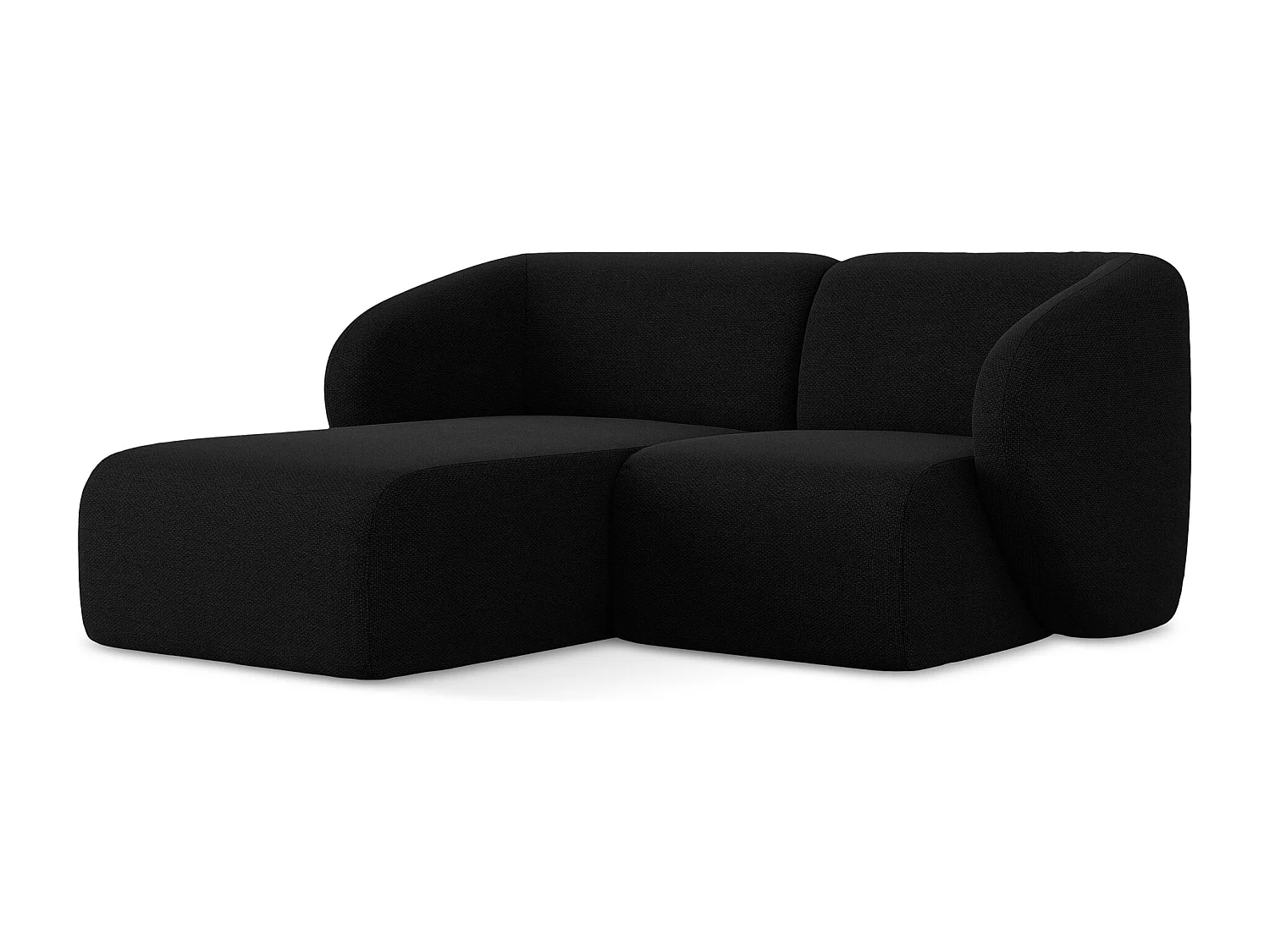 Canapé d'angle 2,5 places modulaire gauche en tissu bouclette - noir - LANI