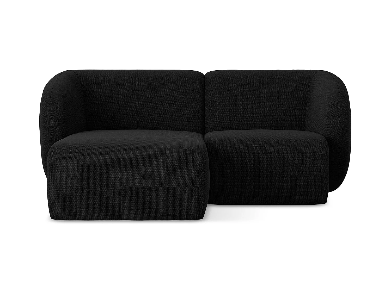 Canapé d'angle 2,5 places modulaire gauche en tissu bouclette - noir - LANI