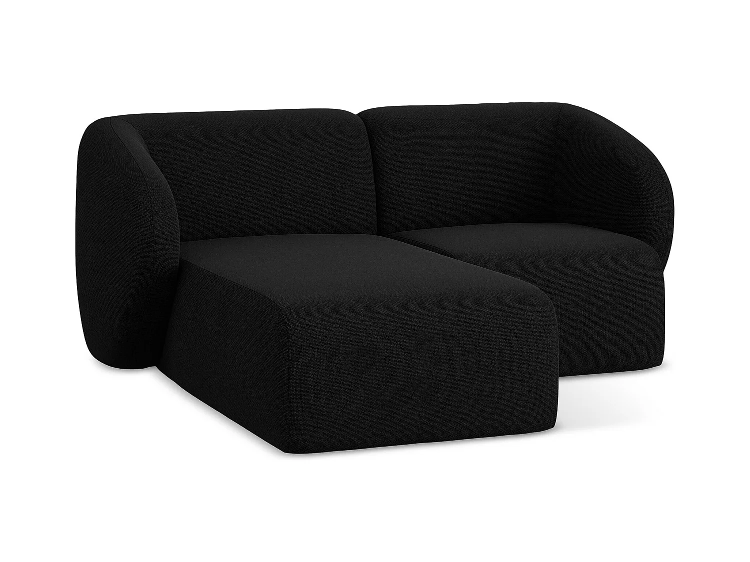 Canapé d'angle 2,5 places modulaire gauche en tissu bouclette - noir - LANI