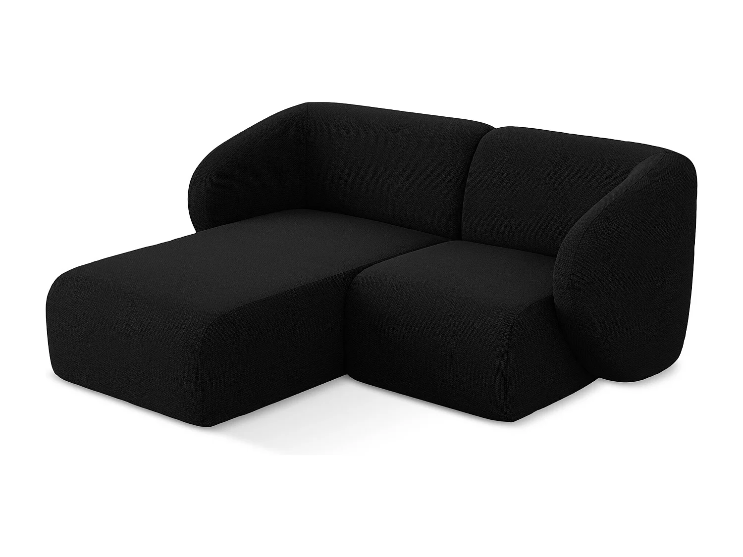 Canapé d'angle 2,5 places modulaire gauche en tissu bouclette - noir - LANI