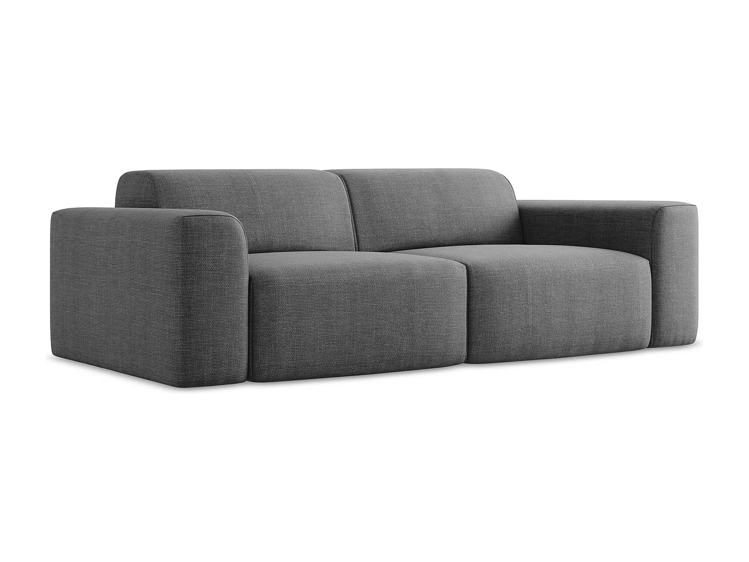 Canapé modulable 2 places en tissu texturé - gris foncé - KELI