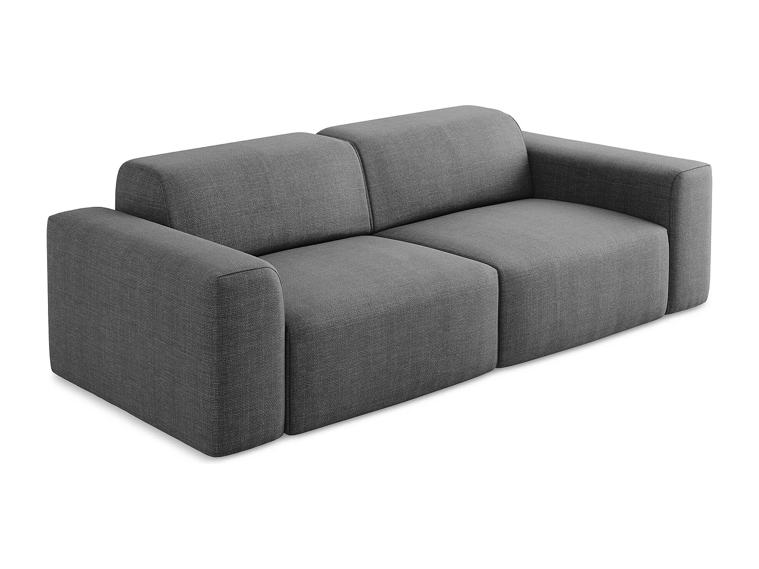 Canapé modulable 2 places en tissu texturé - gris foncé - KELI