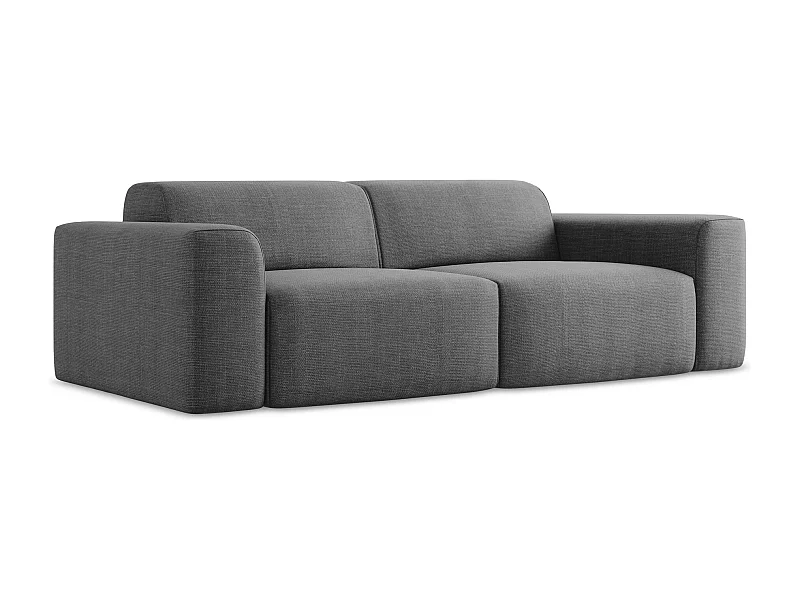 Canapé modulable 2 places en tissu texturé - gris foncé - KELI