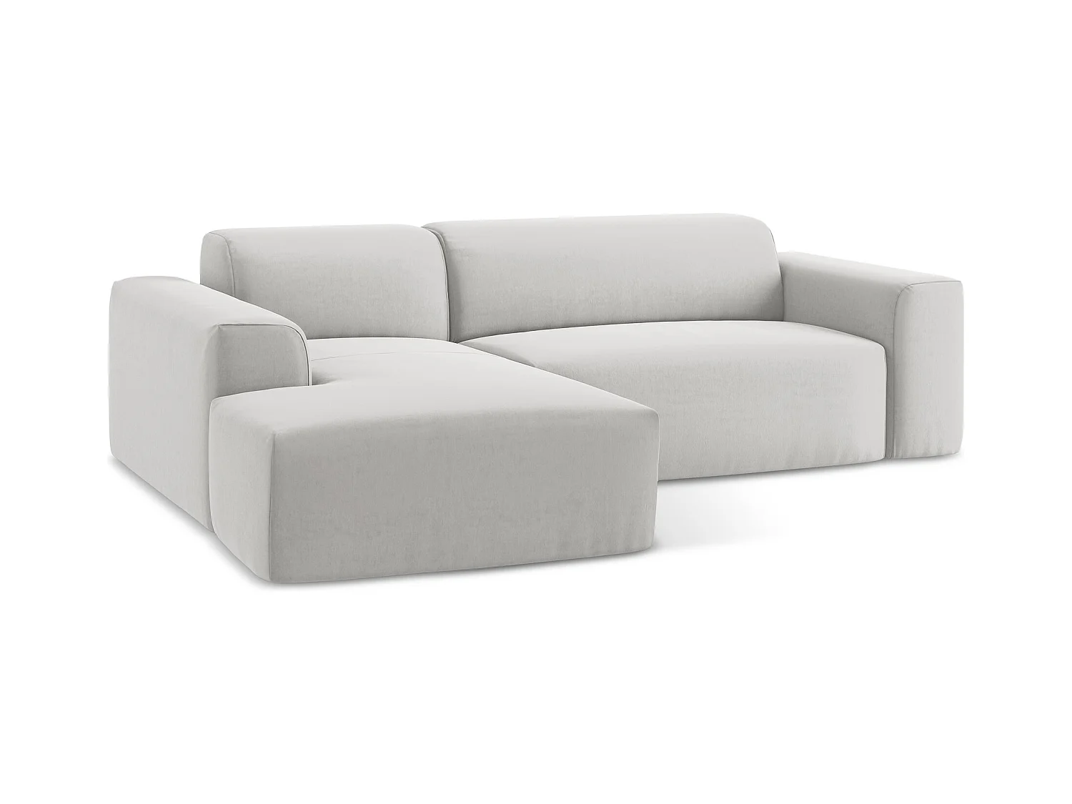 Narożnik lewostronny - z tkaniny welwetowej - srebrny - KELI