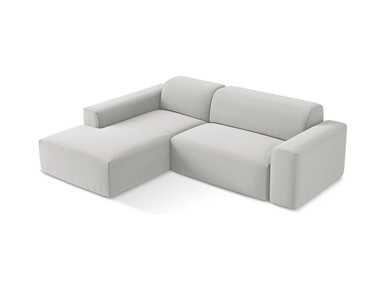 Narożnik lewostronny - z tkaniny welwetowej - srebrny - KELI