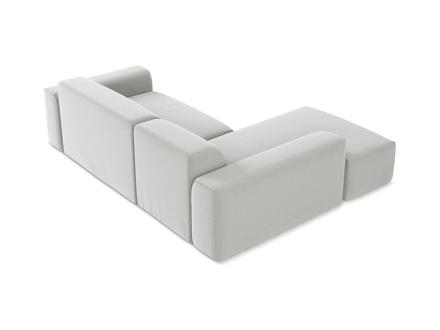 Narożnik lewostronny - z tkaniny welwetowej - srebrny - KELI