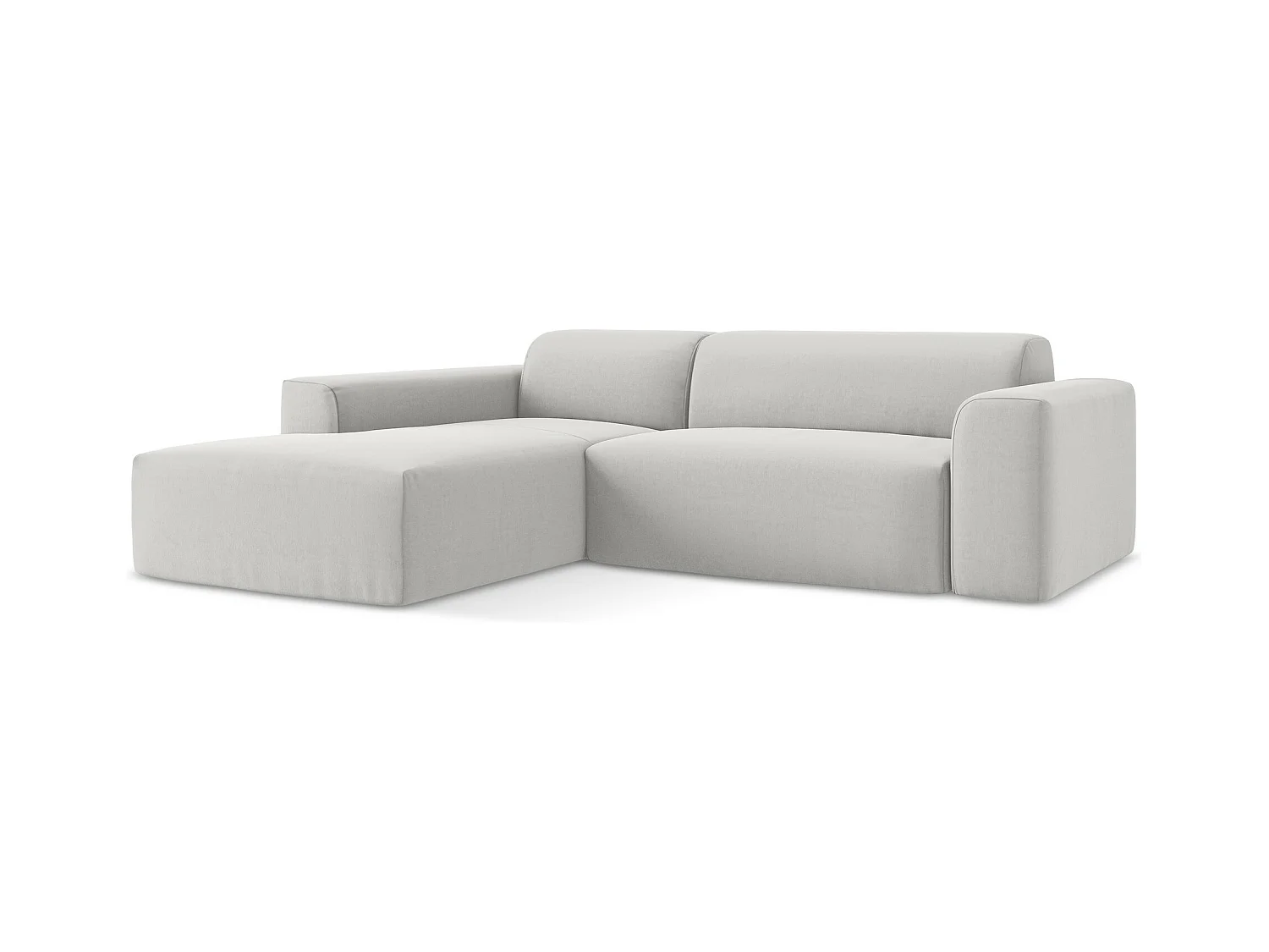 Canapé d'angle 3 places modulaire gauche en velours - argent - KELI
