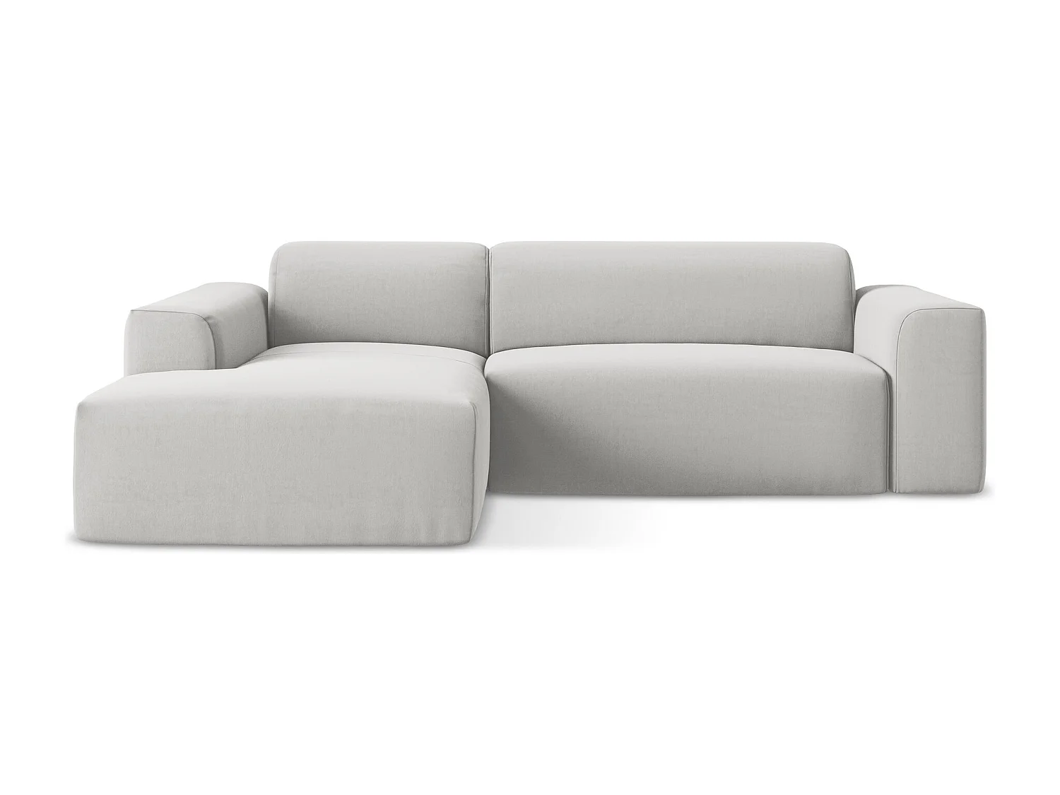 Modulaire hoekbank links van zilver velours - KELI