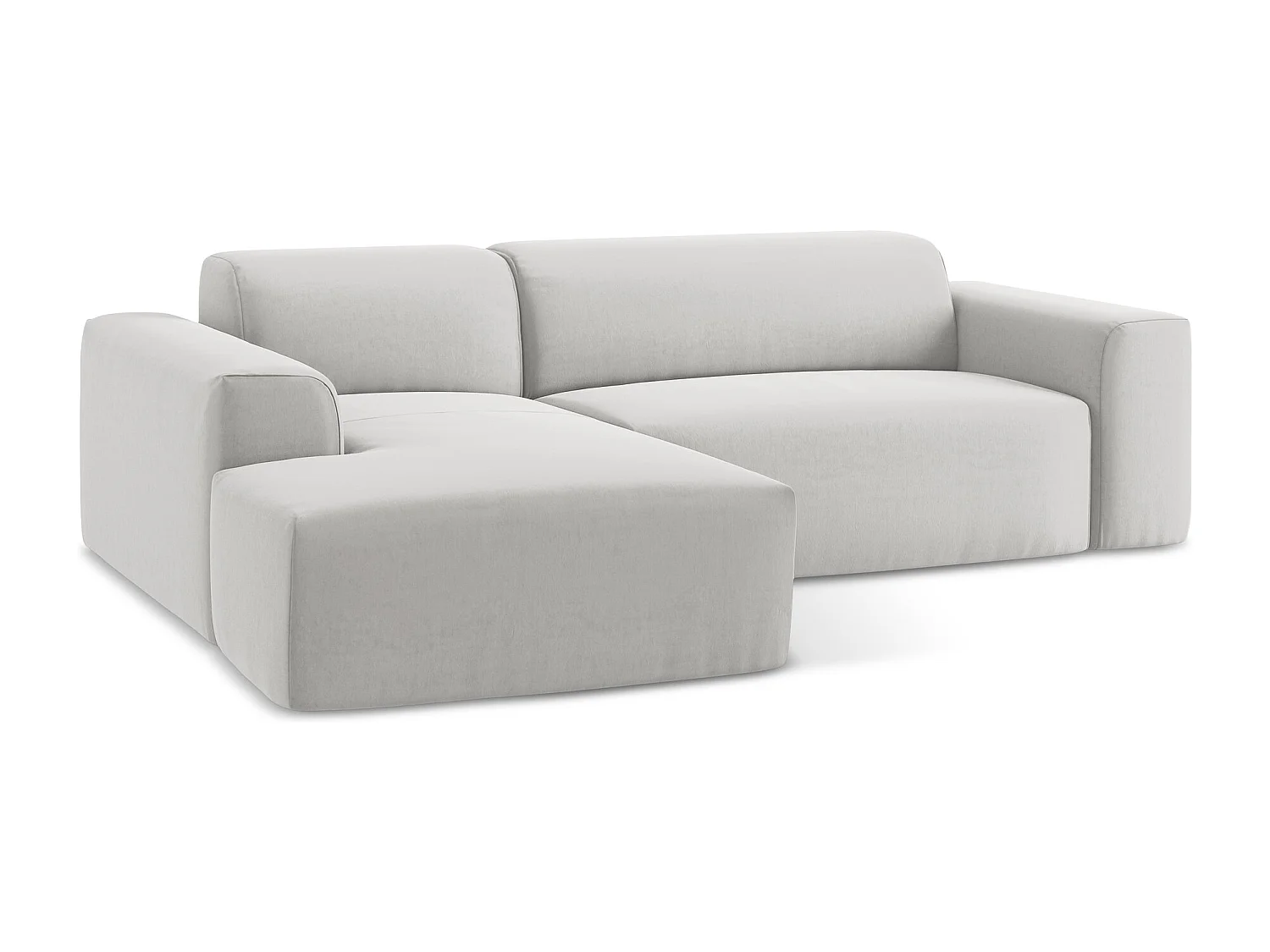 Modulaire hoekbank links van zilver velours - KELI