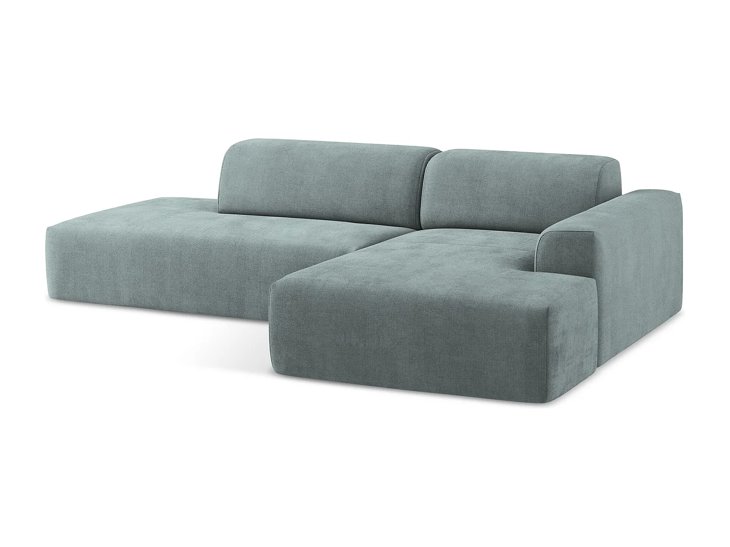 Canapé d'angle 3 places modulaire gauche en tissu texturé - jeans - KELI