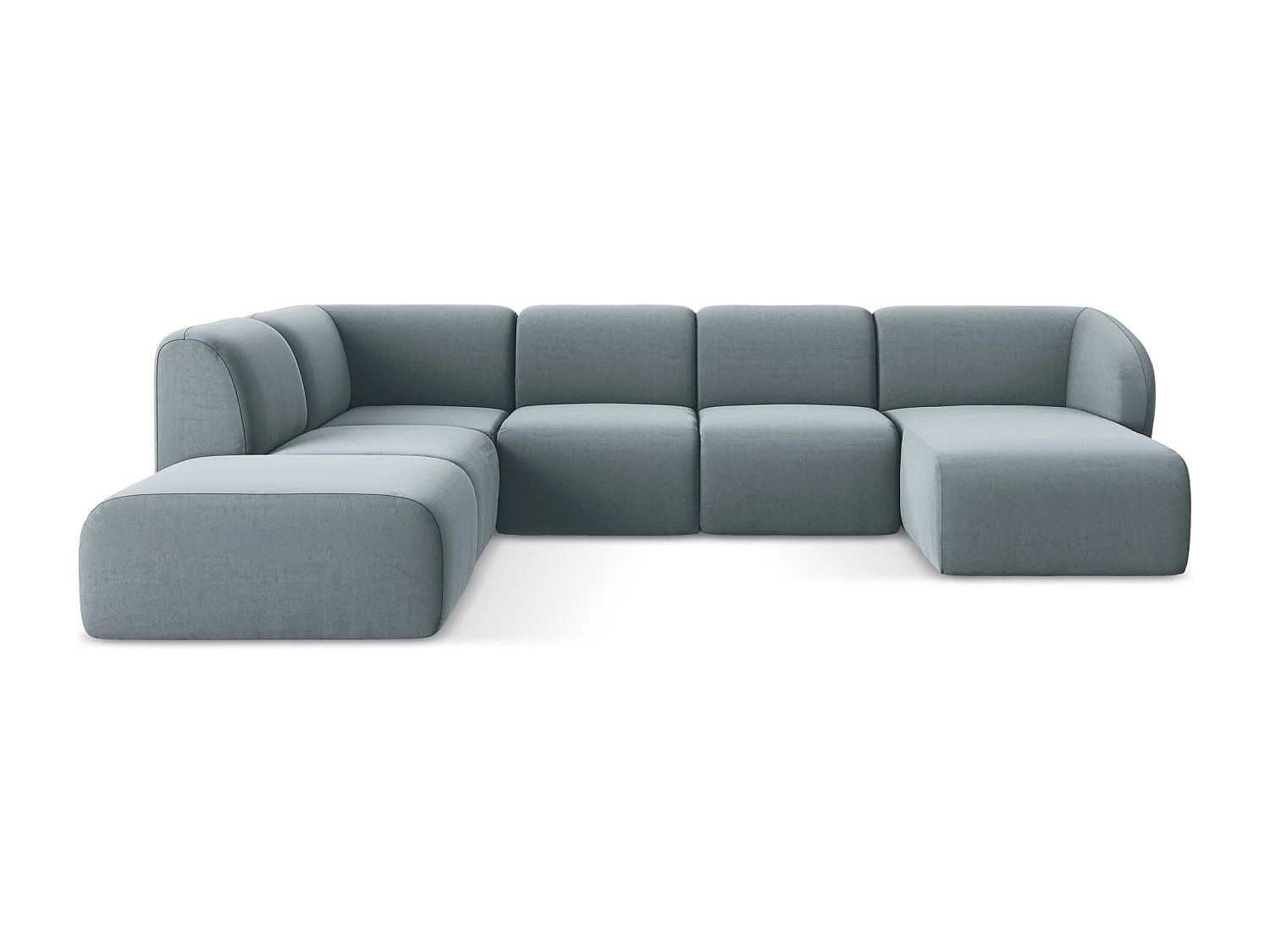 Sofa panoramiczna lewa - z tkaniny welwetowej - jasny niebieski - LANI