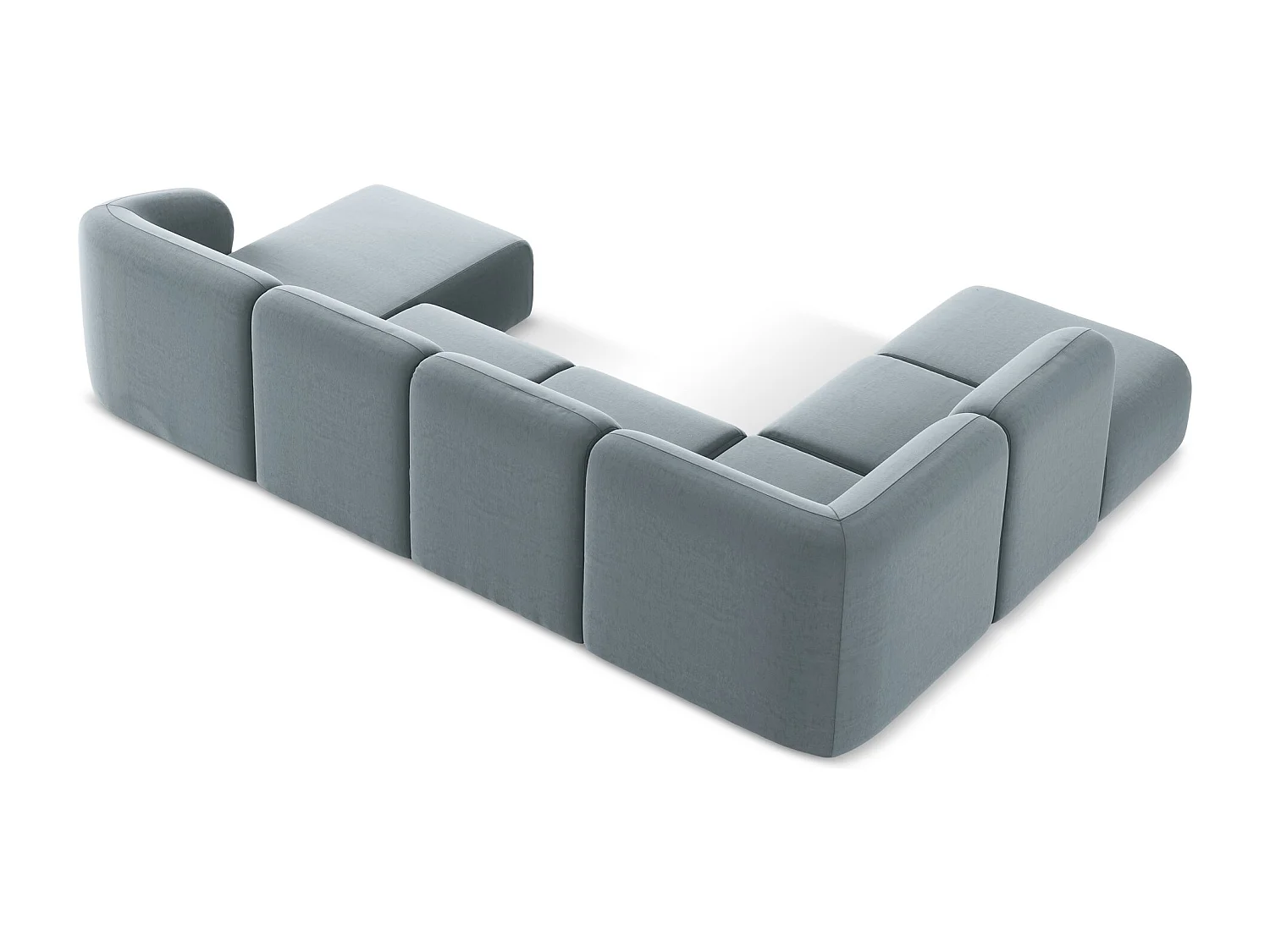 Sofa panoramiczna lewa - z tkaniny welwetowej - jasny niebieski - LANI