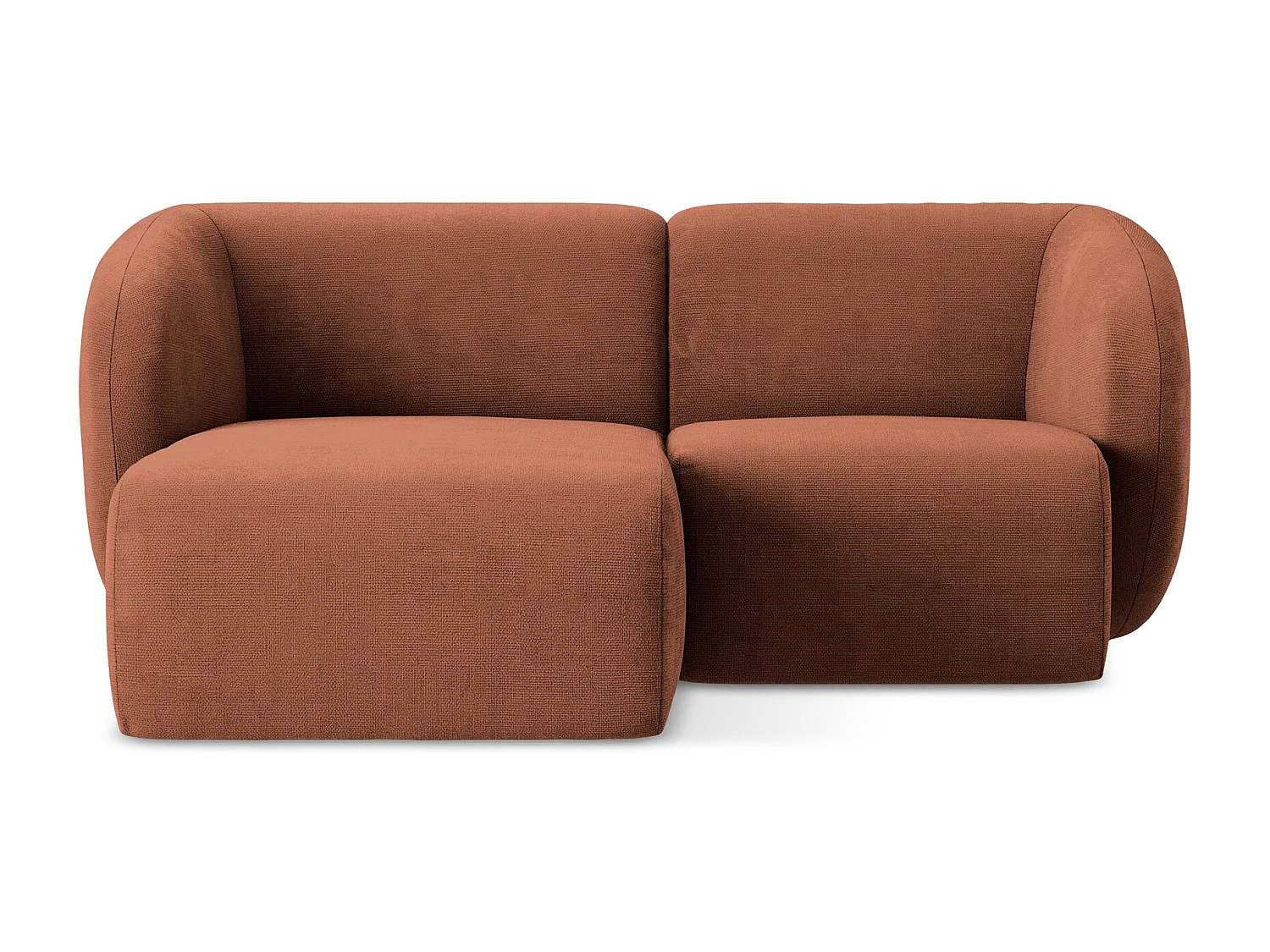 Modulaire hoekbank links van terracotta chenille stof - LANI