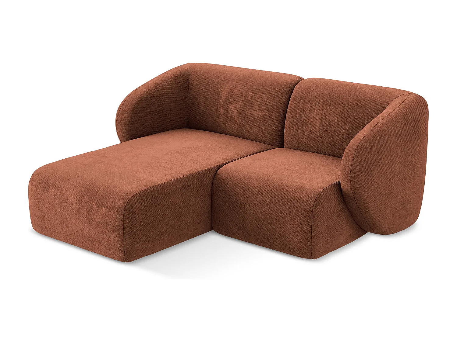 Modulaire hoekbank links van terracotta chenille stof - LANI