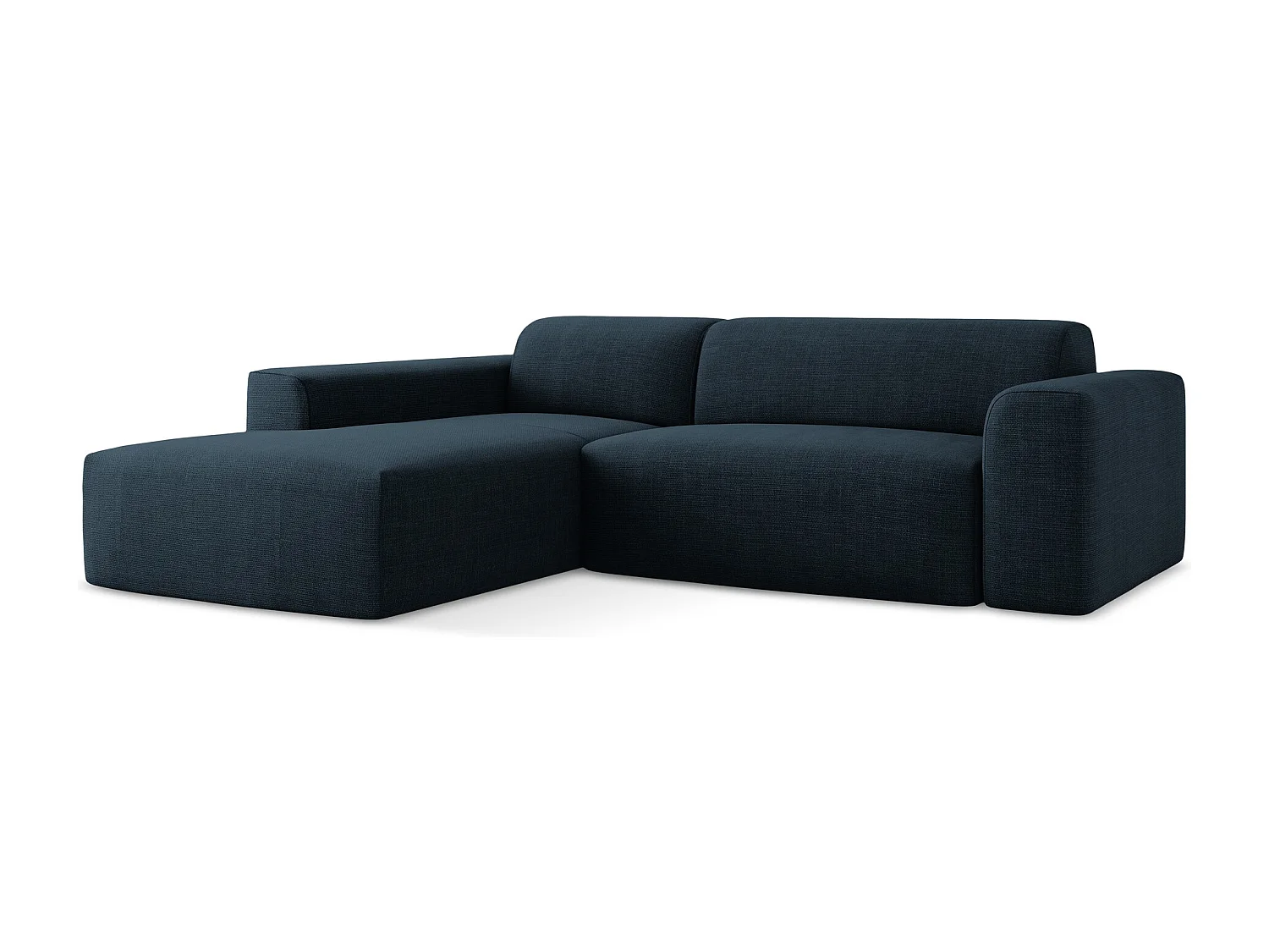 Canapé d'angle 3 places modulaire droit en tissu texturé - bleu royal - KELI