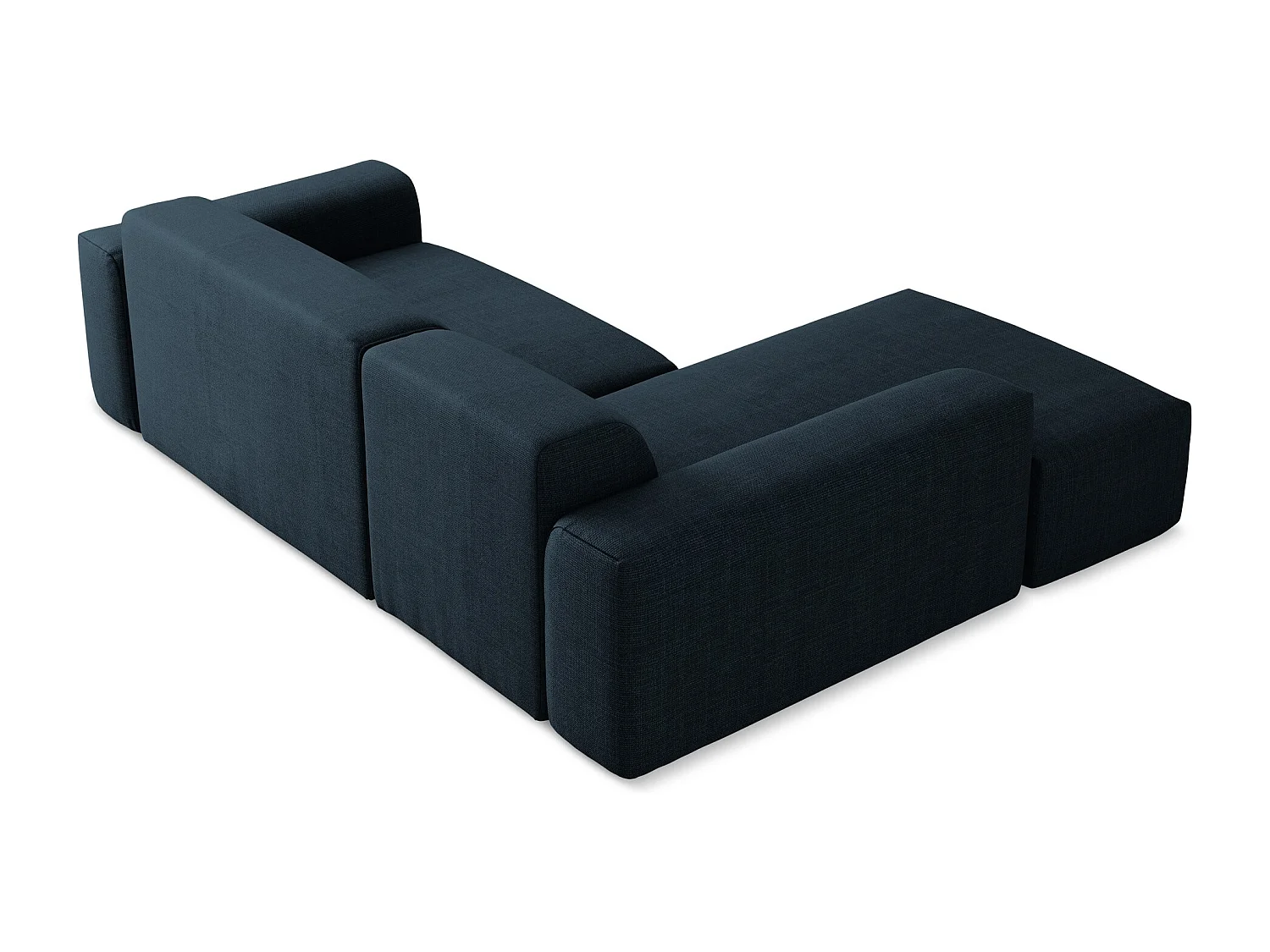 Canapé d'angle 3 places modulaire droit en tissu texturé - bleu royal - KELI