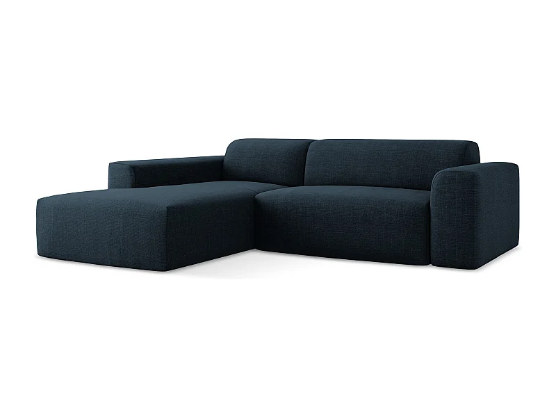 Canapé d'angle 3 places modulaire droit en tissu texturé - bleu royal - KELI