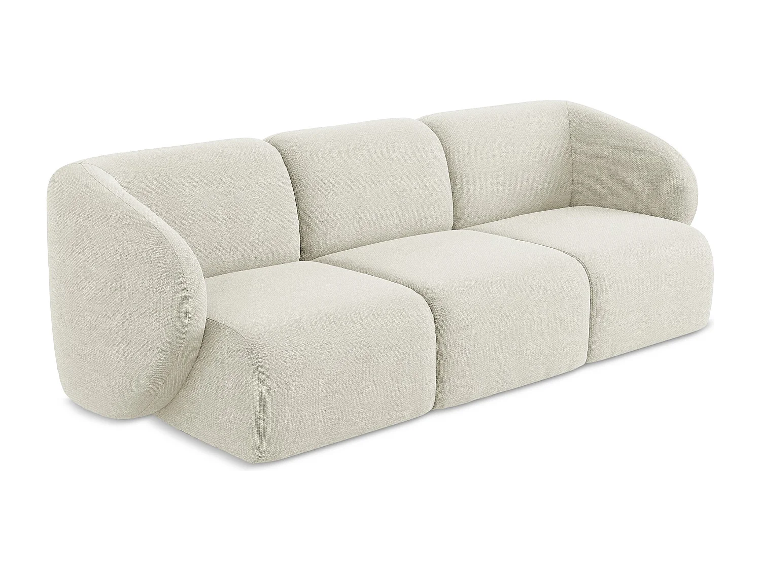 Canapé modulable 3 places en tissu bouclette - sable - LANI