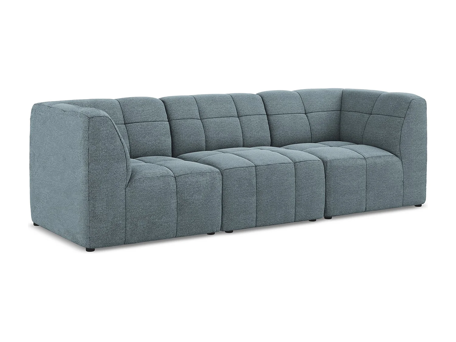 Canapé modulable 3 places en tissu bouclette - jeans - ALOHA