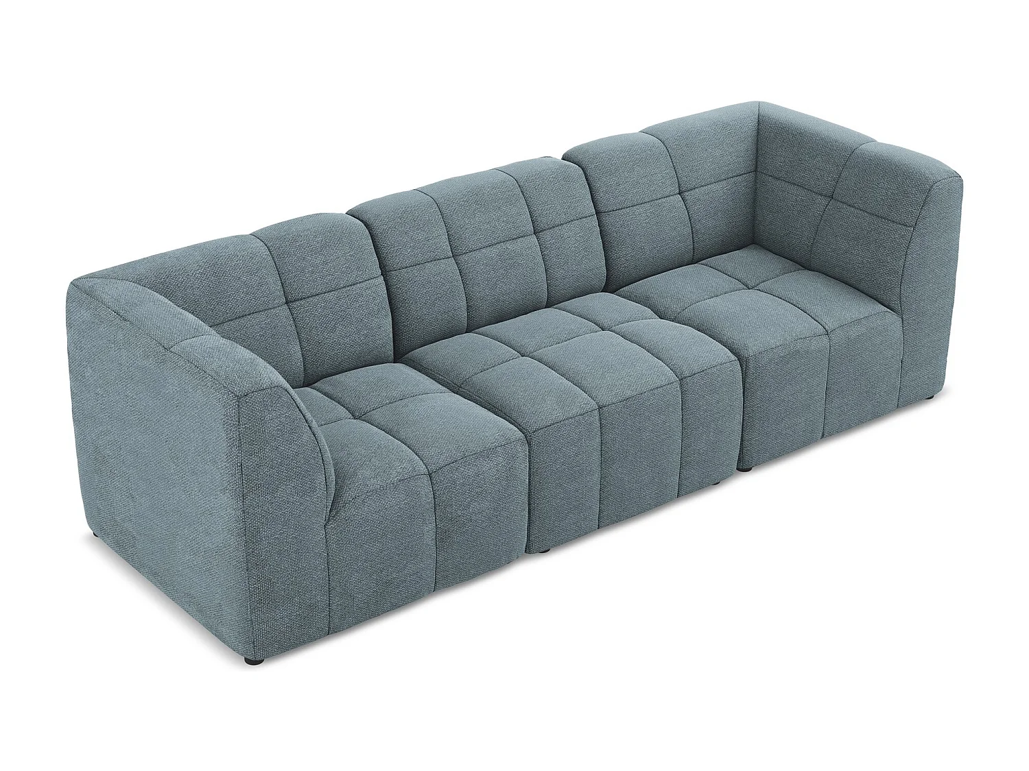 Canapé modulable 3 places en tissu bouclette - jeans - ALOHA