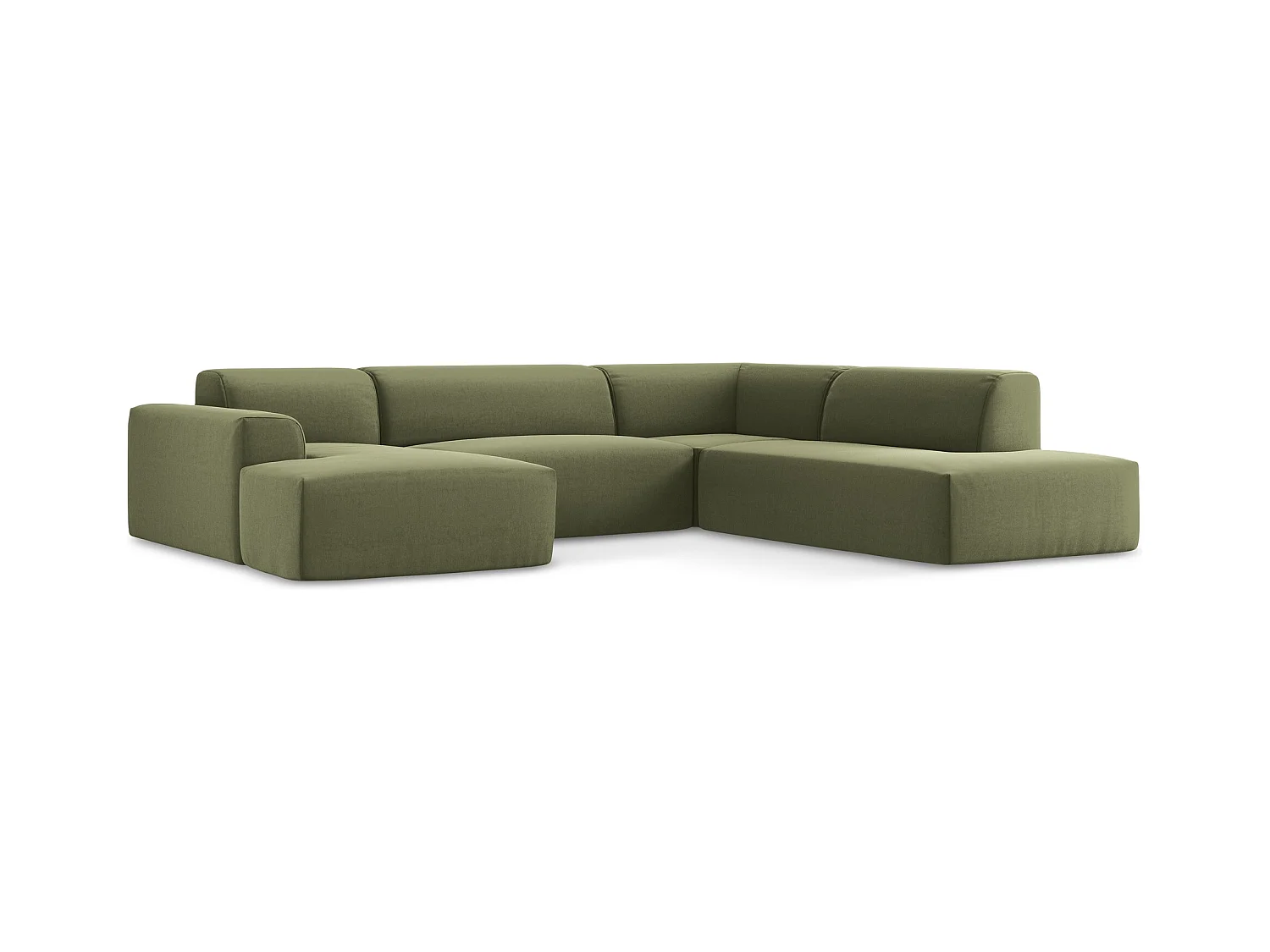 Sofa panoramiczna prawa - z tkaniny welwetowej - oliwkowy - KELI