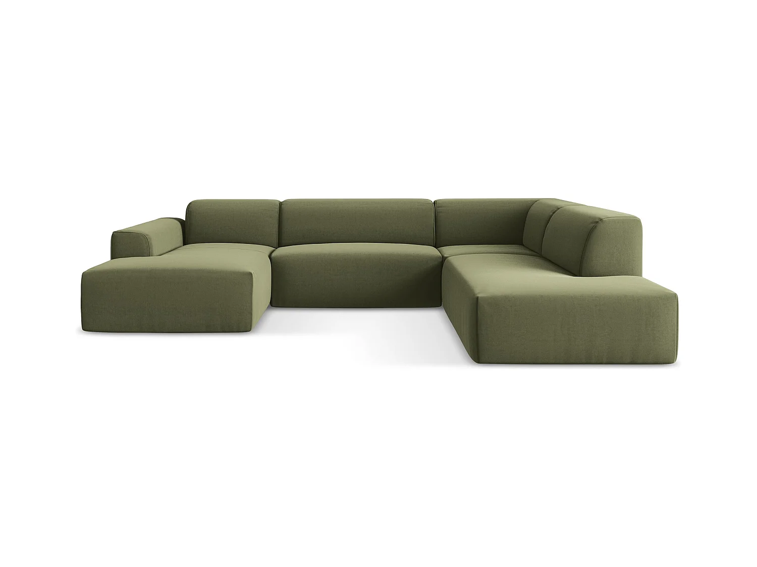 Sofa panoramiczna prawa - z tkaniny welwetowej - oliwkowy - KELI