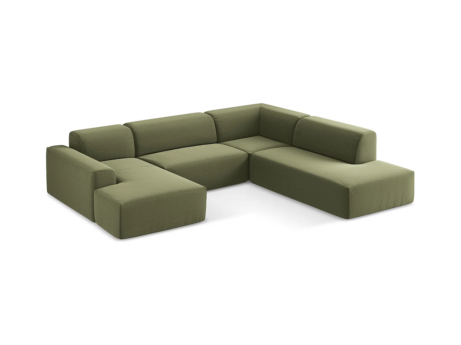 Sofa panoramiczna prawa - z tkaniny welwetowej - oliwkowy - KELI