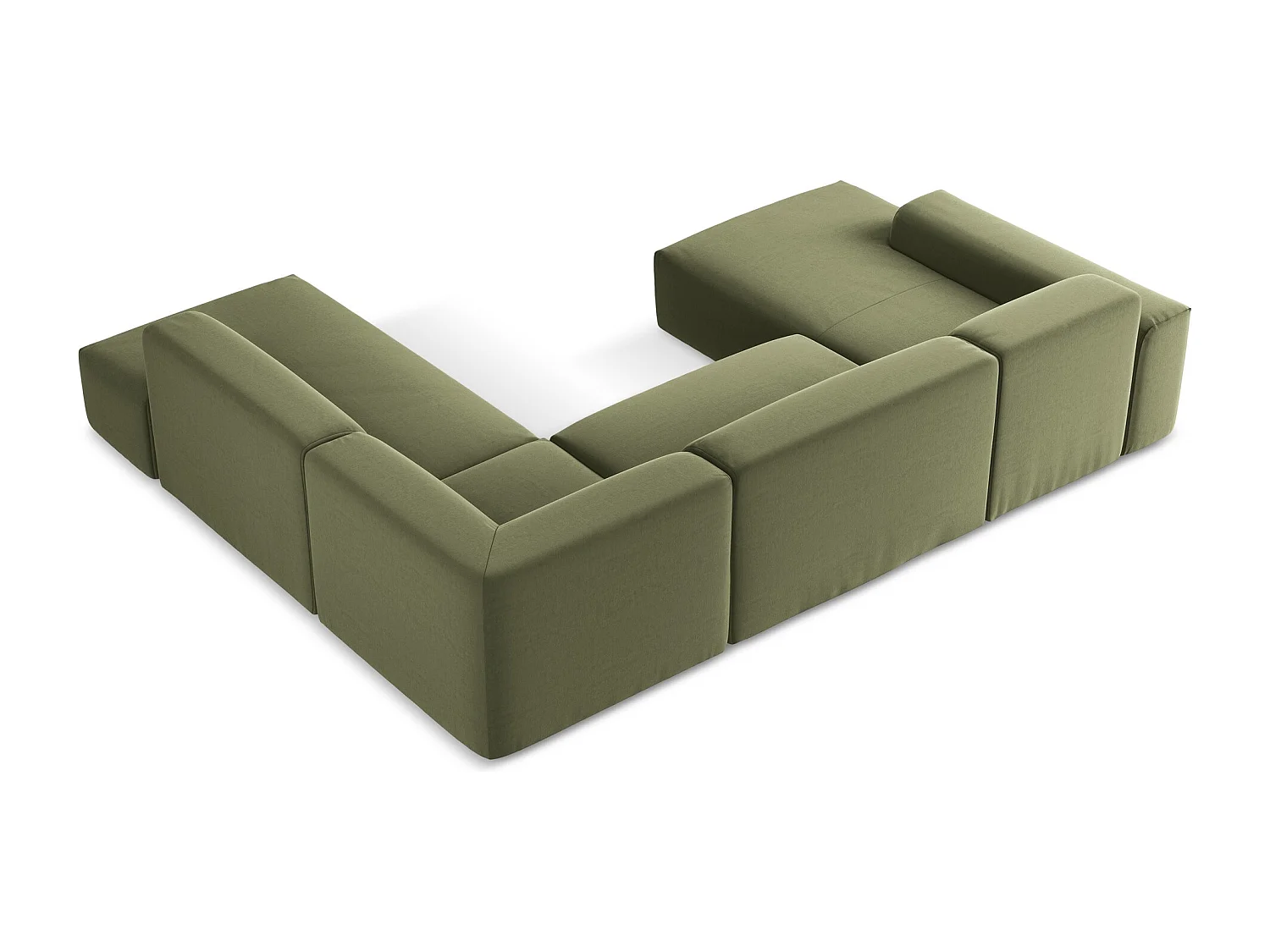 Sofa panoramiczna prawa - z tkaniny welwetowej - oliwkowy - KELI