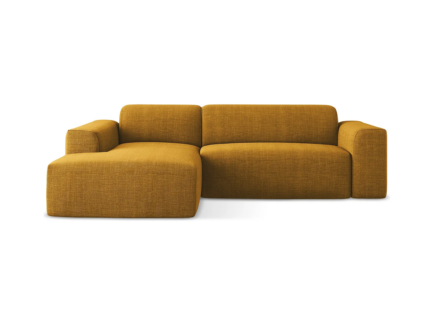 Modulaire hoekbank links van mosterdgeel textuurstof - KELI