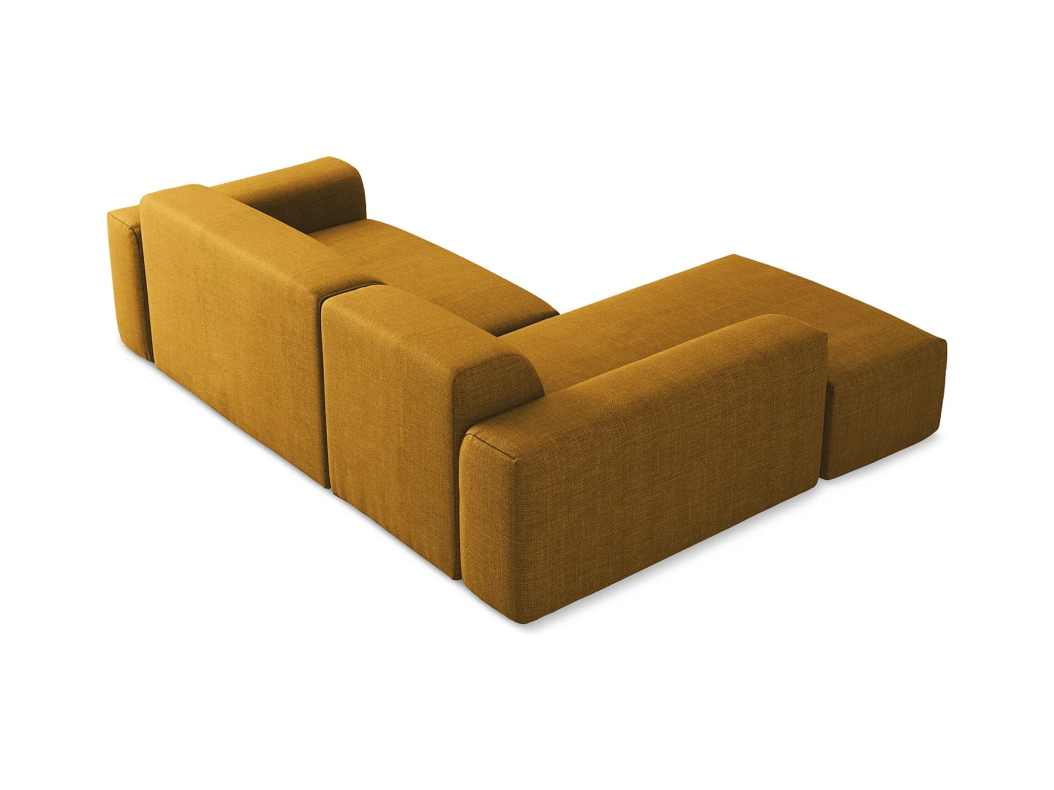 Modulaire hoekbank links van mosterdgeel textuurstof - KELI