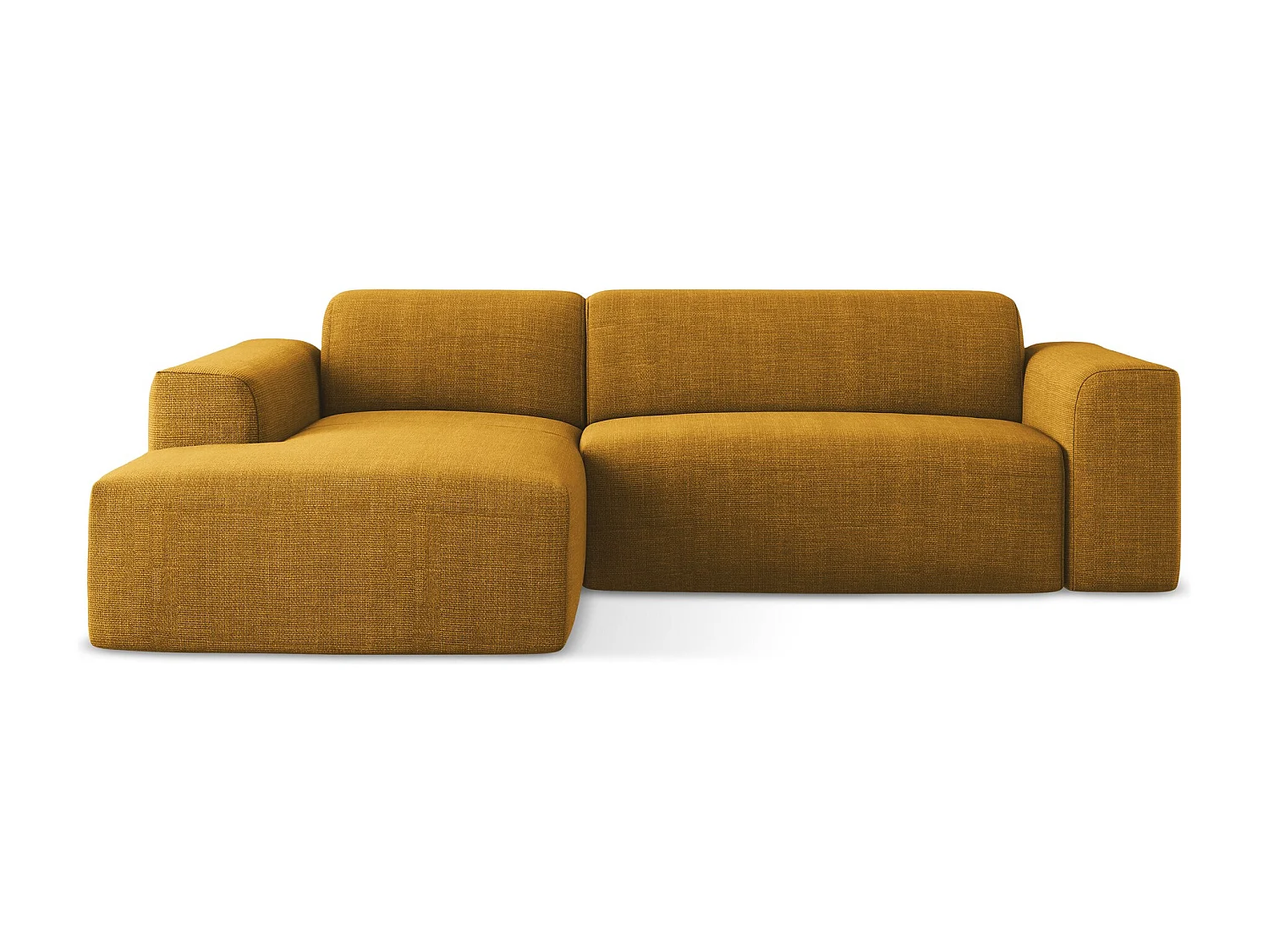 Modulaire hoekbank links van mosterdgeel textuurstof - KELI