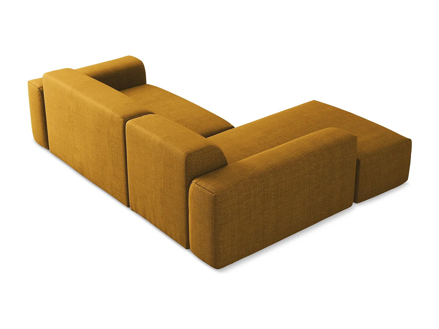 Modulaire hoekbank links van mosterdgeel textuurstof - KELI