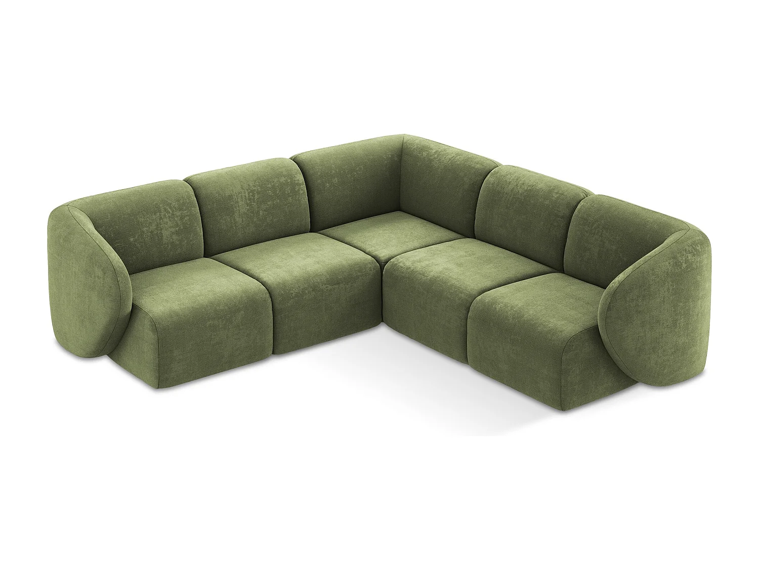 Modułowy narożnik - z tkaniny szenilowej - zielony - LANI