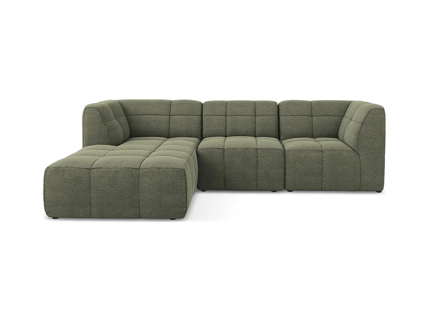 3-Sitzer Modulares Ecksofa - Ecke Links - Bouclé - Olive - ALOHA