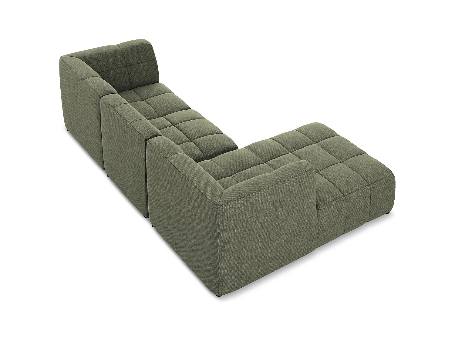 3-Sitzer Modulares Ecksofa - Ecke Links - Bouclé - Olive - ALOHA