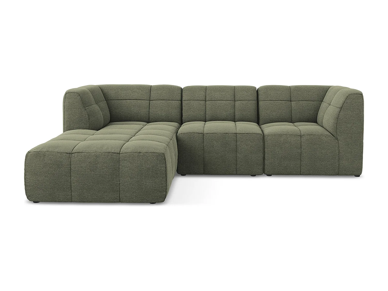 3-Sitzer Modulares Ecksofa - Ecke Links - Bouclé - Olive - ALOHA