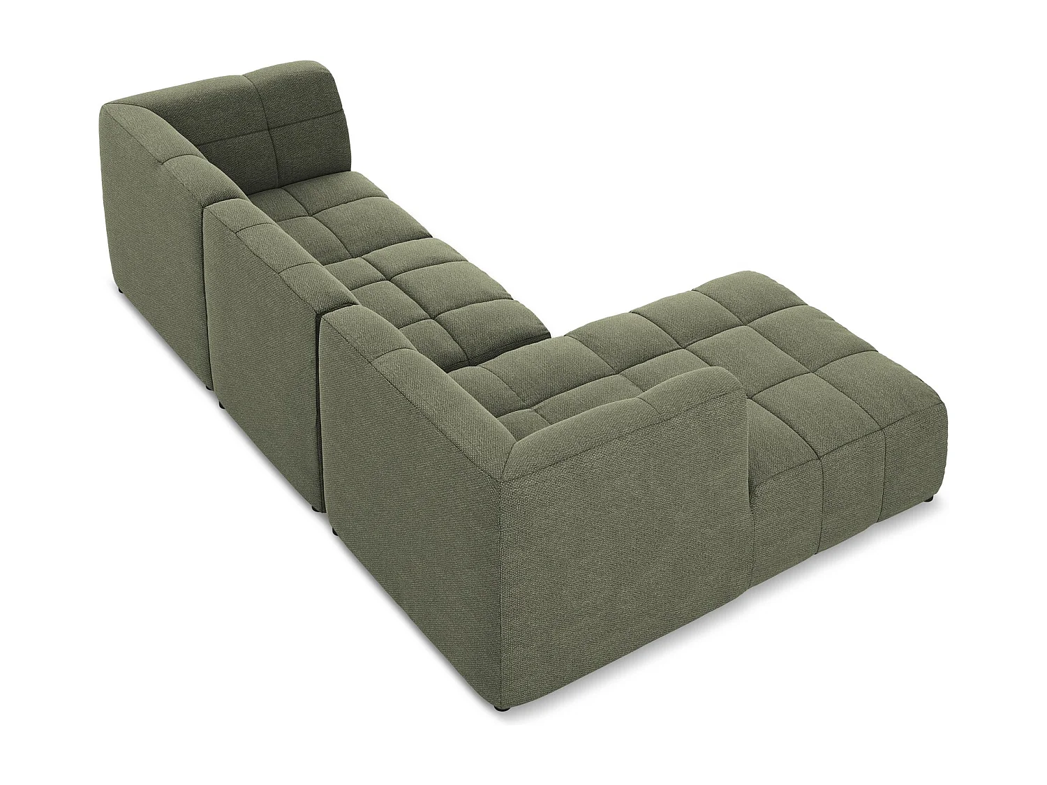 3-Sitzer Modulares Ecksofa - Ecke Links - Bouclé - Olive - ALOHA