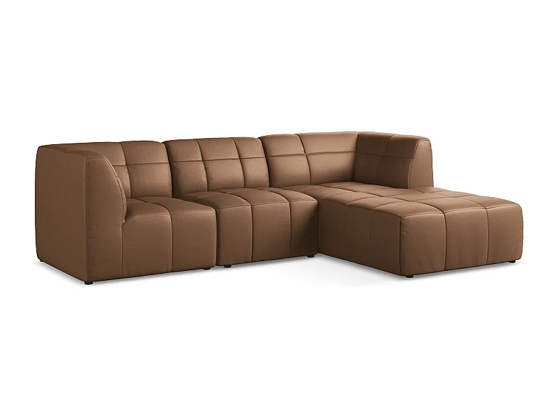 Modulaire hoekbank rechts van chocolade kunstleer - ALOHA
