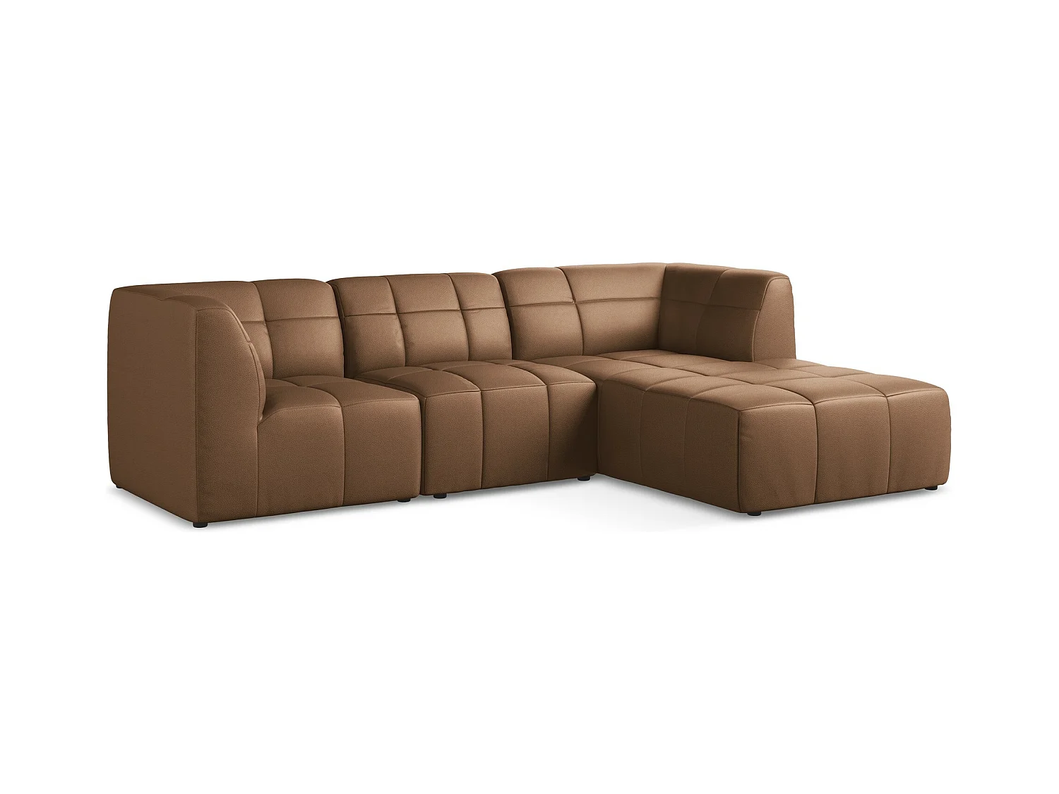 3-Sitzer Modulares Ecksofa - Ecke Rechts - Kunstleder - Schokolade - ALOHA