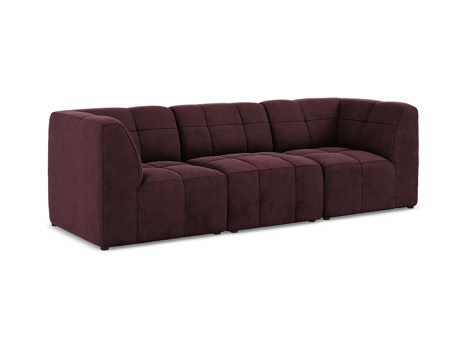 Modulares 3-Sitzer Sofa - - Samt - Burgund - ALOHA