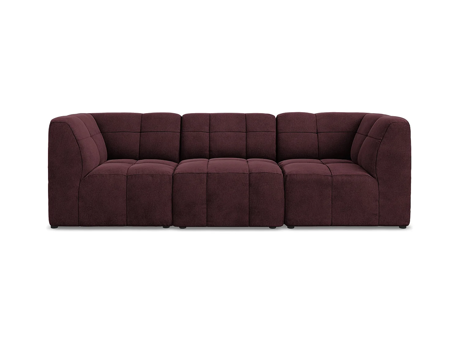 Modulares 3-Sitzer Sofa - - Samt - Burgund - ALOHA
